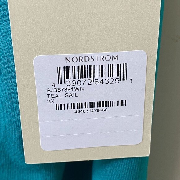 SEJOUR Plus Size Top 3X Teal Green Crossover NWT Nordstrom Short Sleeve Tee - Picture 7 of 8